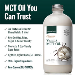 Natural Force Creamy Vanilla MCT Oil added to tea for dairy-free richness.