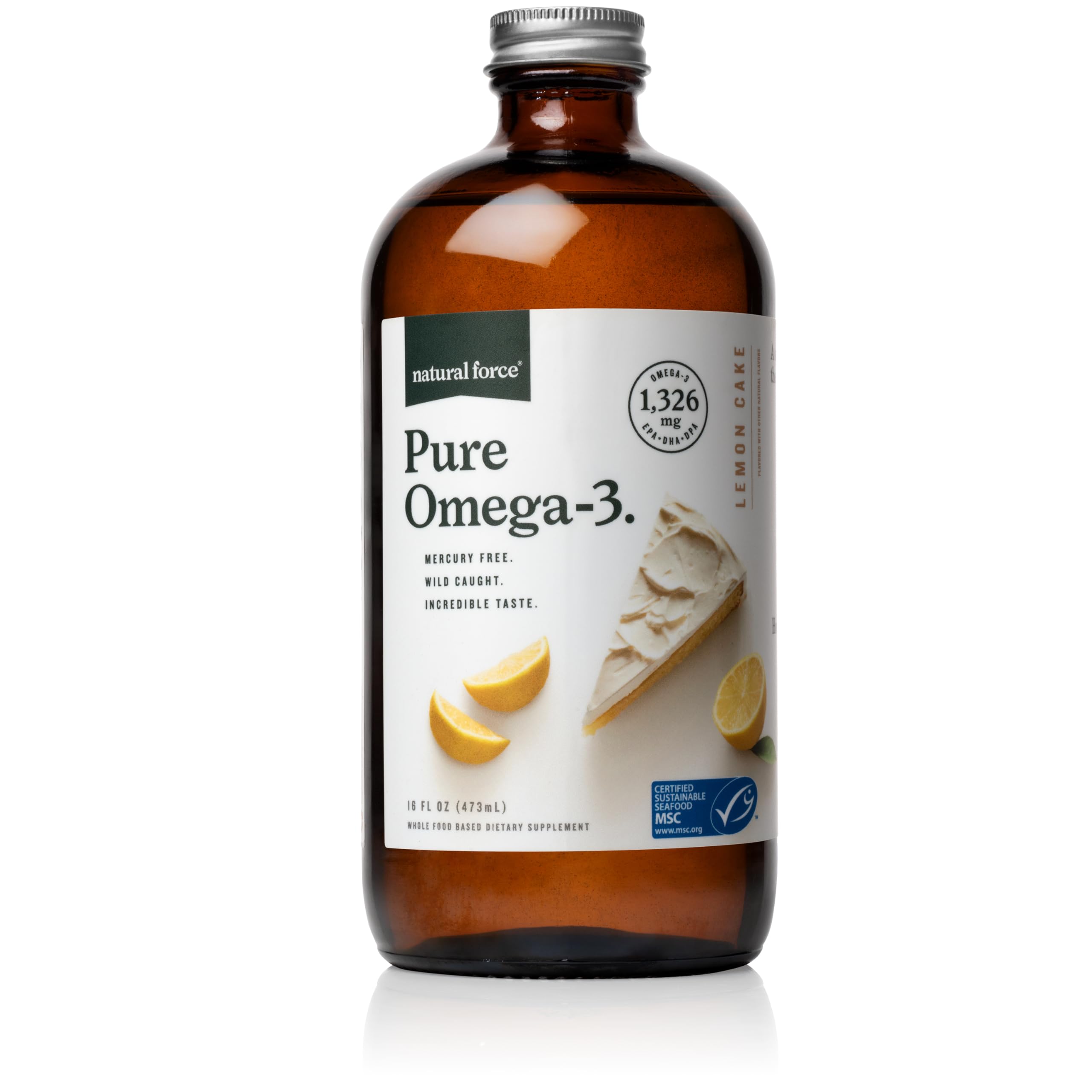 Natural Force Pure Omega-3 lemon bottle for easy daily omega-3 intake.