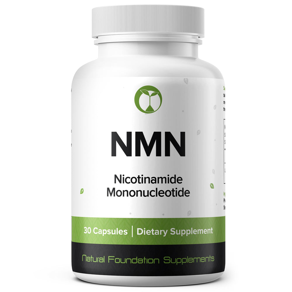 Natural Foundation NMN 500mg bottle cap close-up highlighting purity.