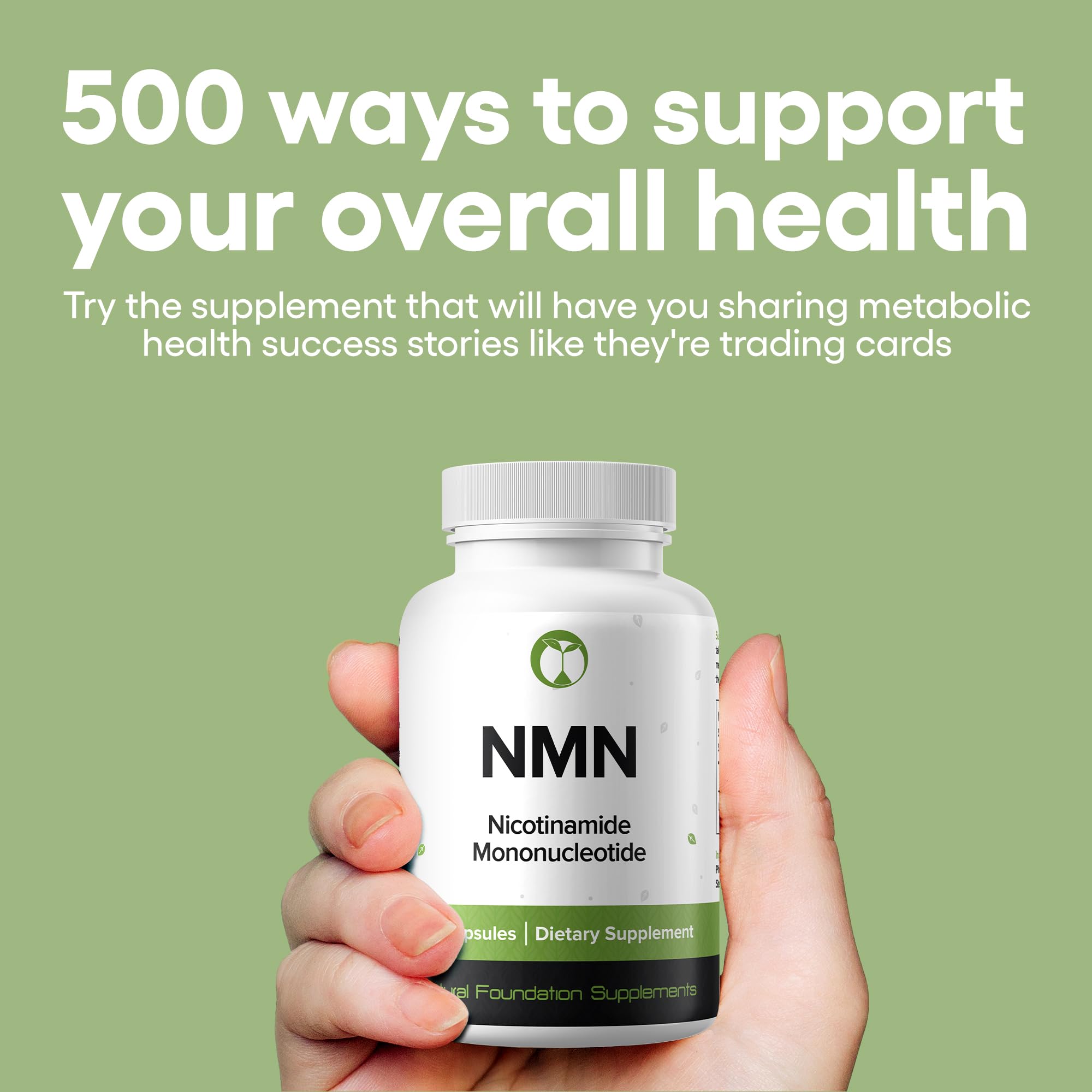 Natural Foundation NMN 500mg capsules in blister pack for daily use.