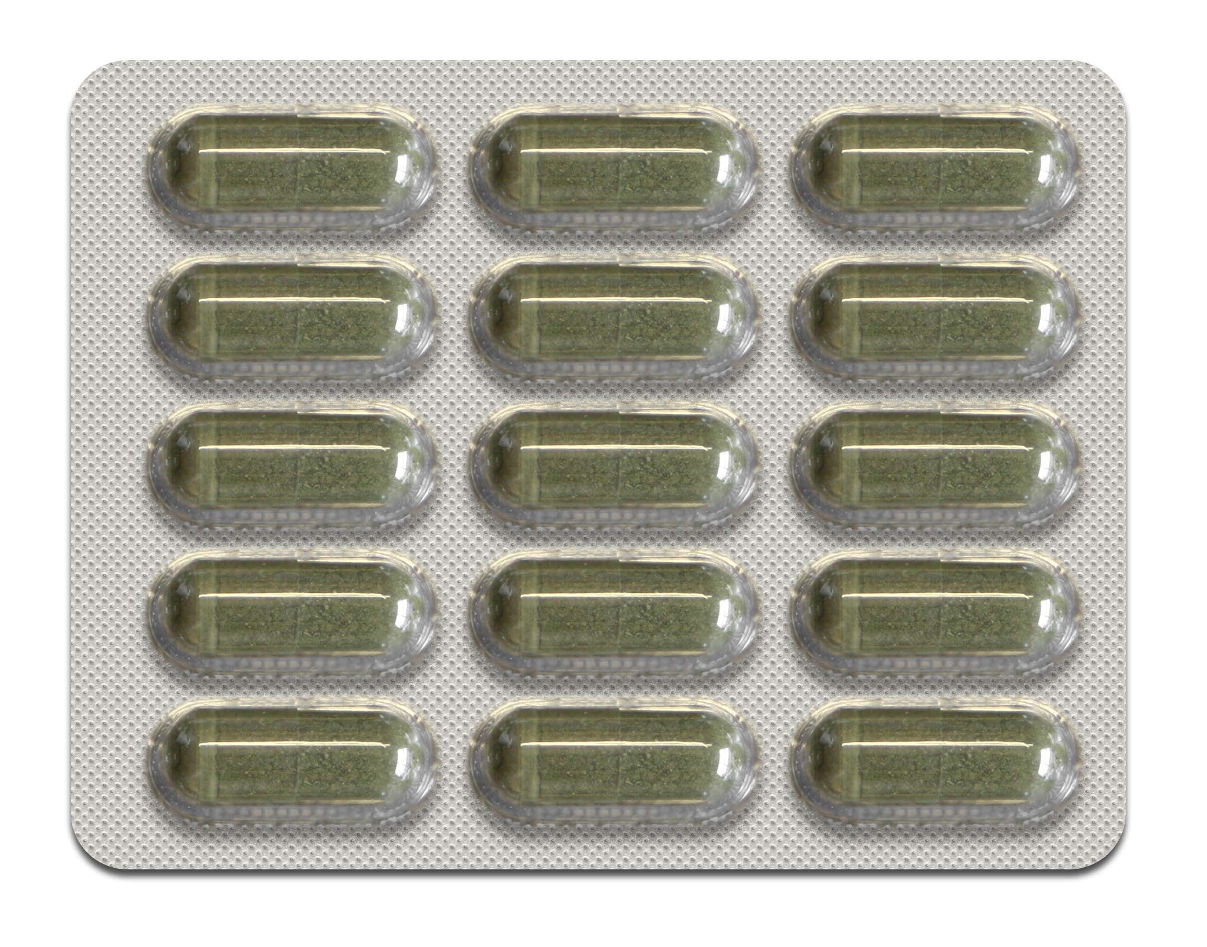 Clean ingredients badge on capsule bottle communicates freedom from fillers and additives.