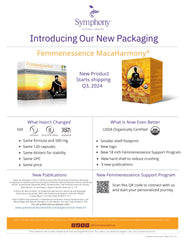 Natural Health International Femmenessence MacaHarmony bottle back lists usage and ingredients.