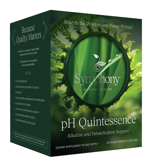 Natural Health International's pH Quintessence daily greens bottle with capsules for daily pH balance