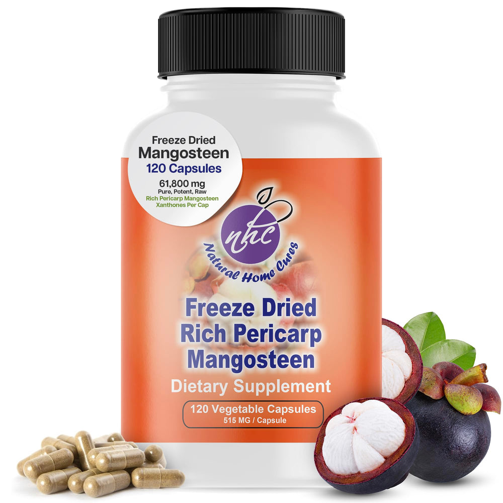 Natural Home Cures Mangosteen Pericarp Capsules bottle front supports daily wellness