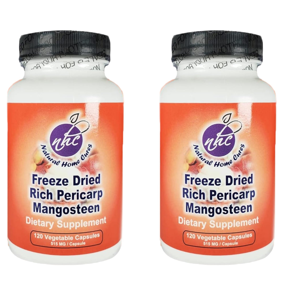 Natural Home Cures Mangosteen Pericarp Capsules bottle promotes daily wellness with xanthone-rich nutrients.