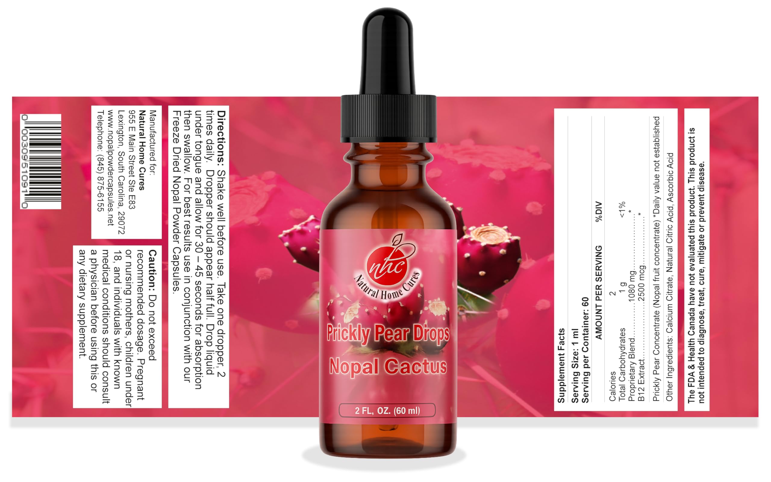 Natural Home Cures Nopal cactus liquid tincture dropper