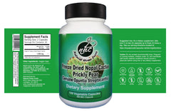 Natural Home Cures Nopal capsules bottle back with non-GMO assurance.