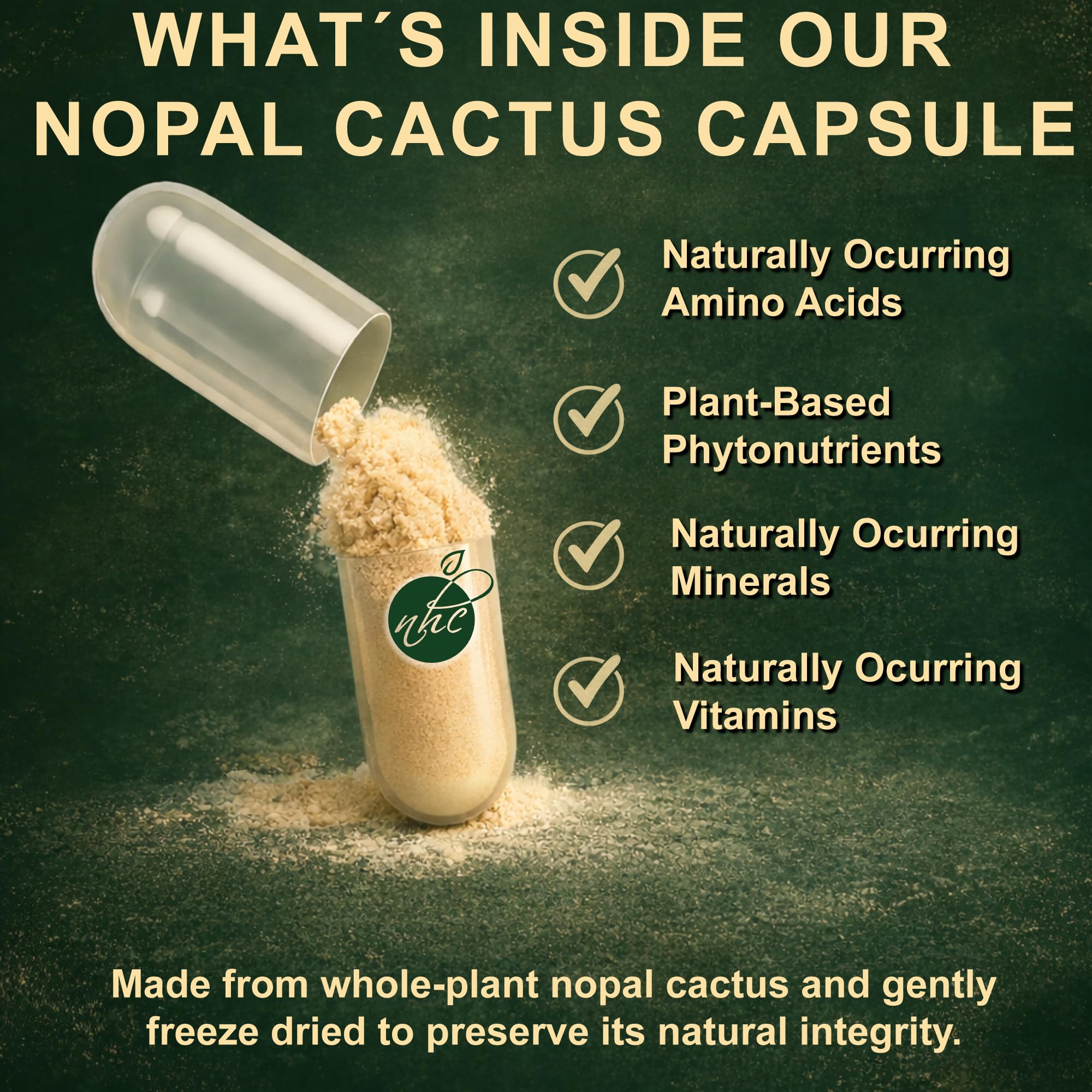 Natural Home Cures Nopal capsules in hand, showcasing portable daily fiber.