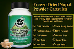Natural Home Cures Nopal freeze-dried extract close-up highlights potency.
