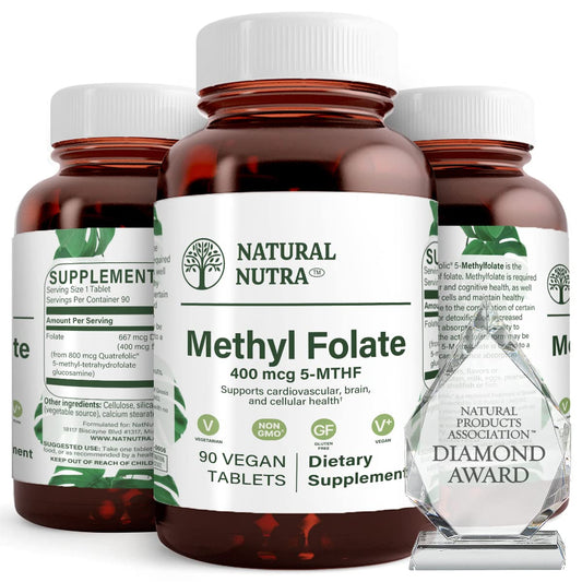 Natural Nutra Active Methyl Folate bottle for daily heart and immune support.