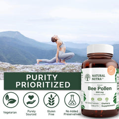 Natural Nutra Bee Pollen pack emphasizing liver health support and recovery.