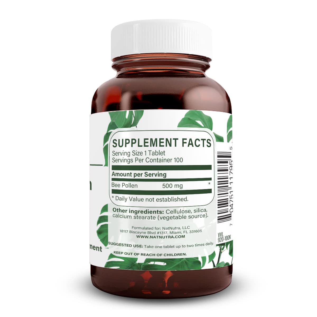 Natural Nutra Bee Pollen tablets close-up showing easy daily energy support.