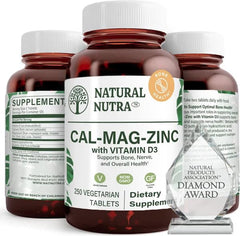 Natural Nutra CMZ bottle front highlighting bone strength and immune support.