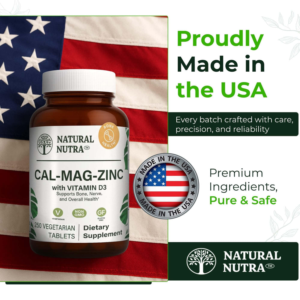 Label details calcium, magnesium, zinc, and vitamin D3 on CMZ