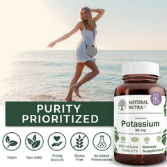 Natural Nutra Elemental Potassium Gluconate amber glass bottle emphasizes purity.