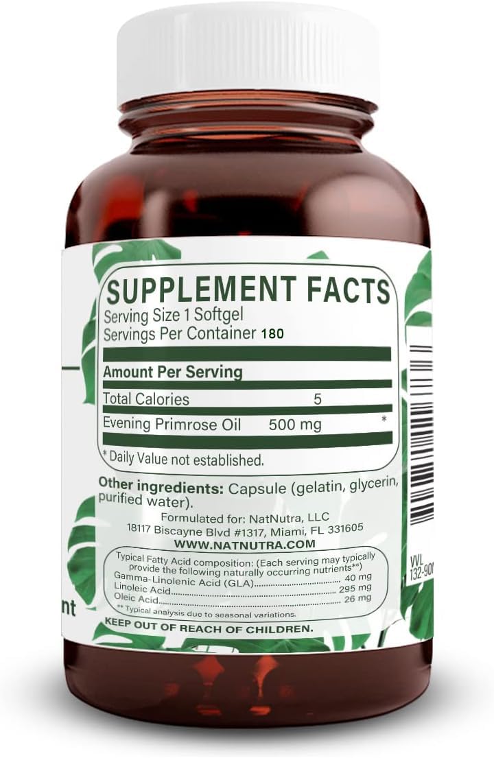 Natural Nutra Evening Primrose Oil softgels for daily skin and nerve health.