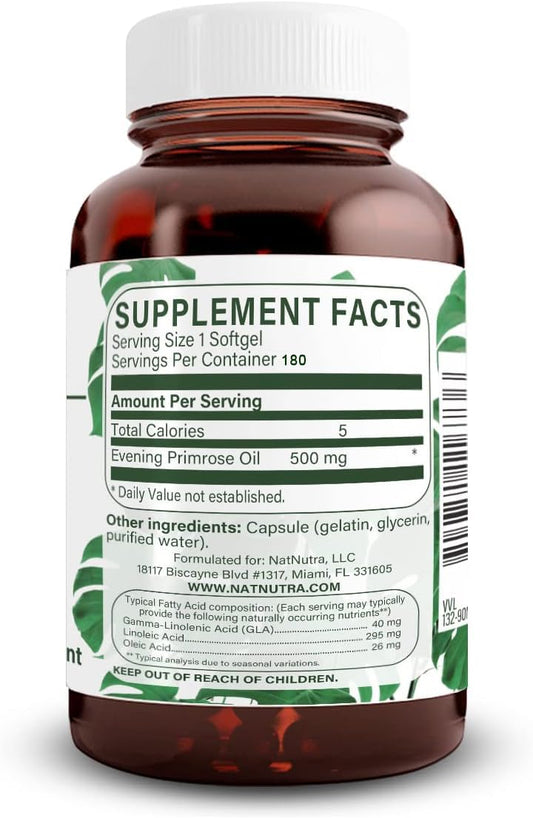 Natural Nutra Evening Primrose Oil softgels for daily skin and nerve health.