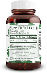 Natural Nutra Niacin tablets closeup – 100 mg per tablet in compact dose.
