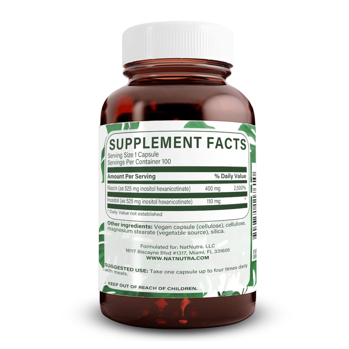 Natural Nutra No-Flush Niacin bottle label detail for informed choices.