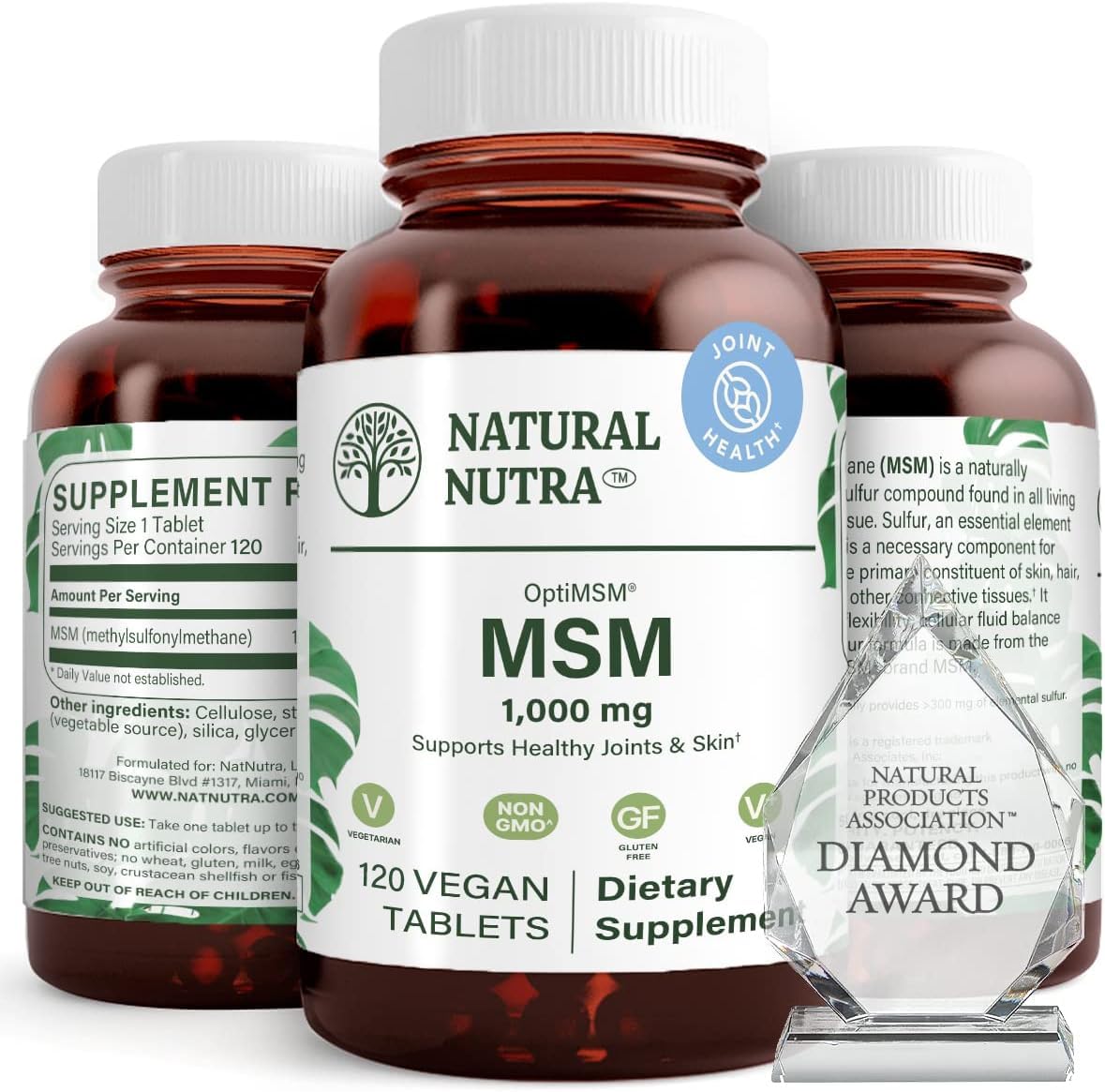 Natural Nutra OptiMSM tablet close-up highlighting purity and joint support potential