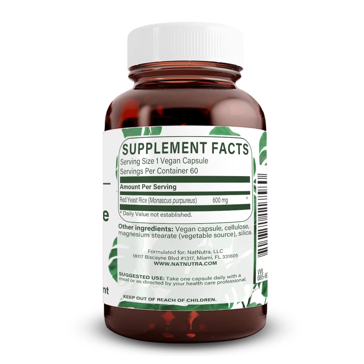 Natural Nutra Red Yeast Rice capsules close-up for easy daily use.