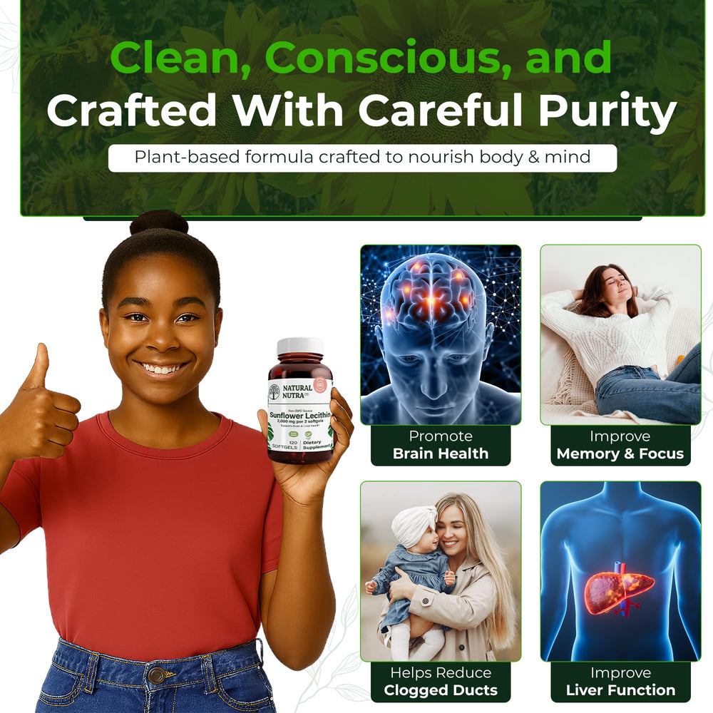 Natural Nutra Sunflower Lecithin liver-health bottle view highlights balance.