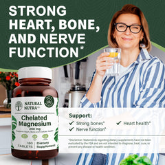 Natural Nutra magnesium oxide tablets being poured for daily supplement routine.