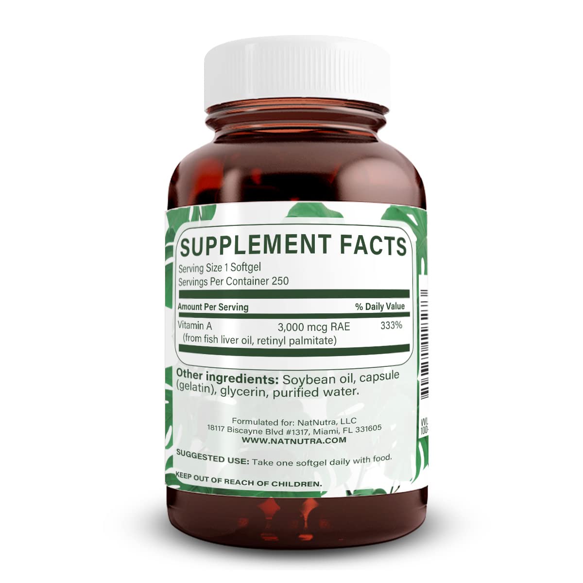 Natural Nutra Vitamin A softgels closeup emphasizing easy-to-swallow daily use.