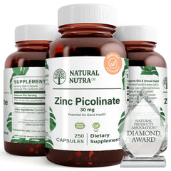 Natural Nutra Zinc Picolinate 30mg bottle front for daily immune support