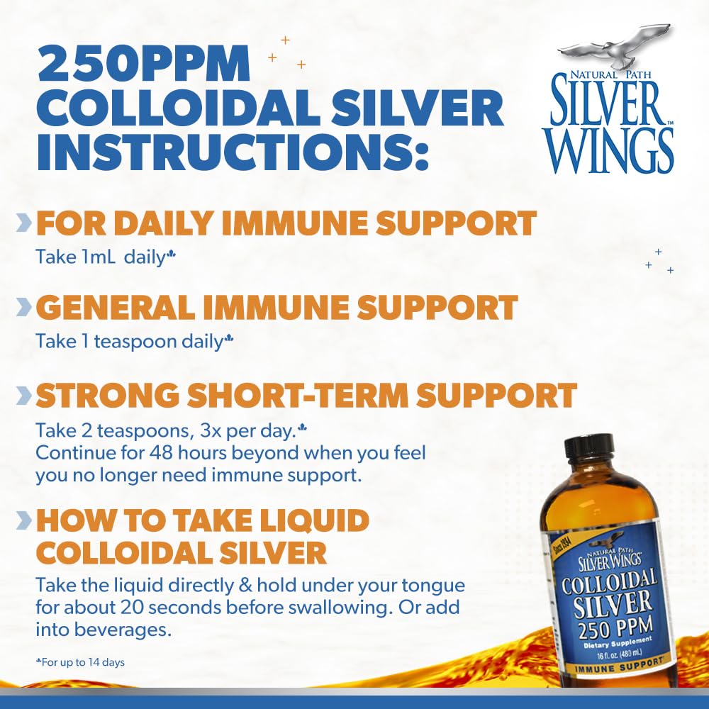 Natural Path Silver Wings 250ppm liquid in glass bottle for high-strength use.