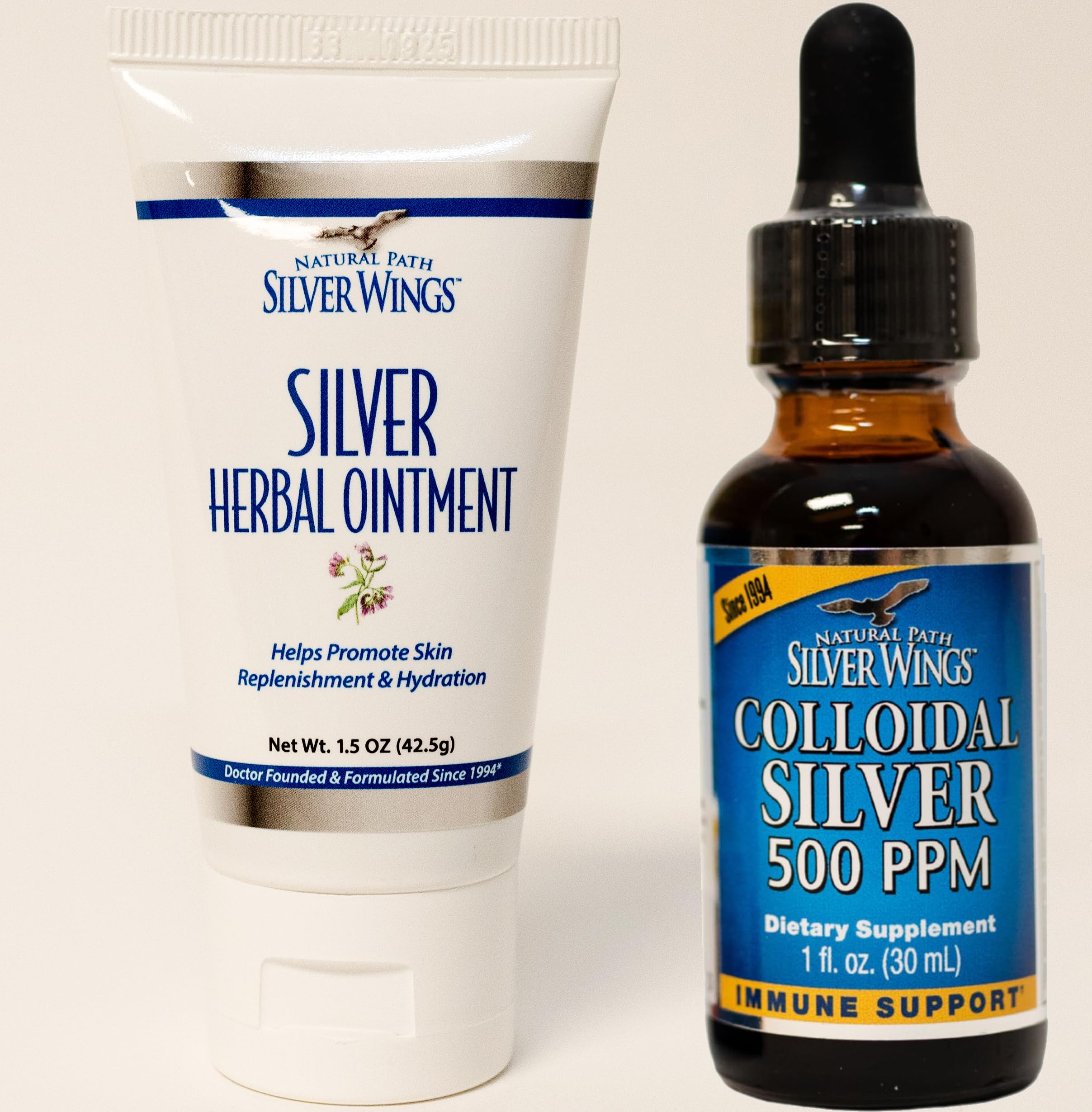 Natural Path Silver Wings colloidal silver 500ppm bottle for daily immune support potential.