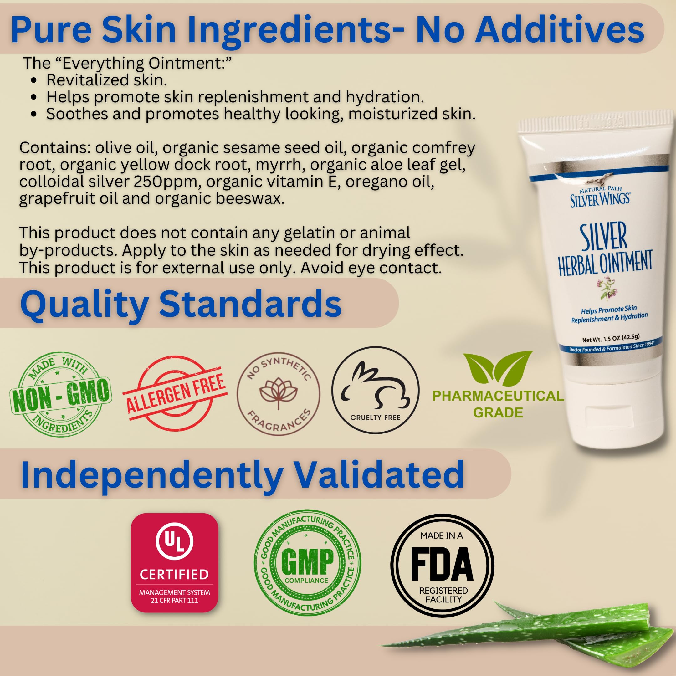 Natural Path Silver Wings Immune Support Plus Herbal Ointment 250ppm tube ready for topical use.