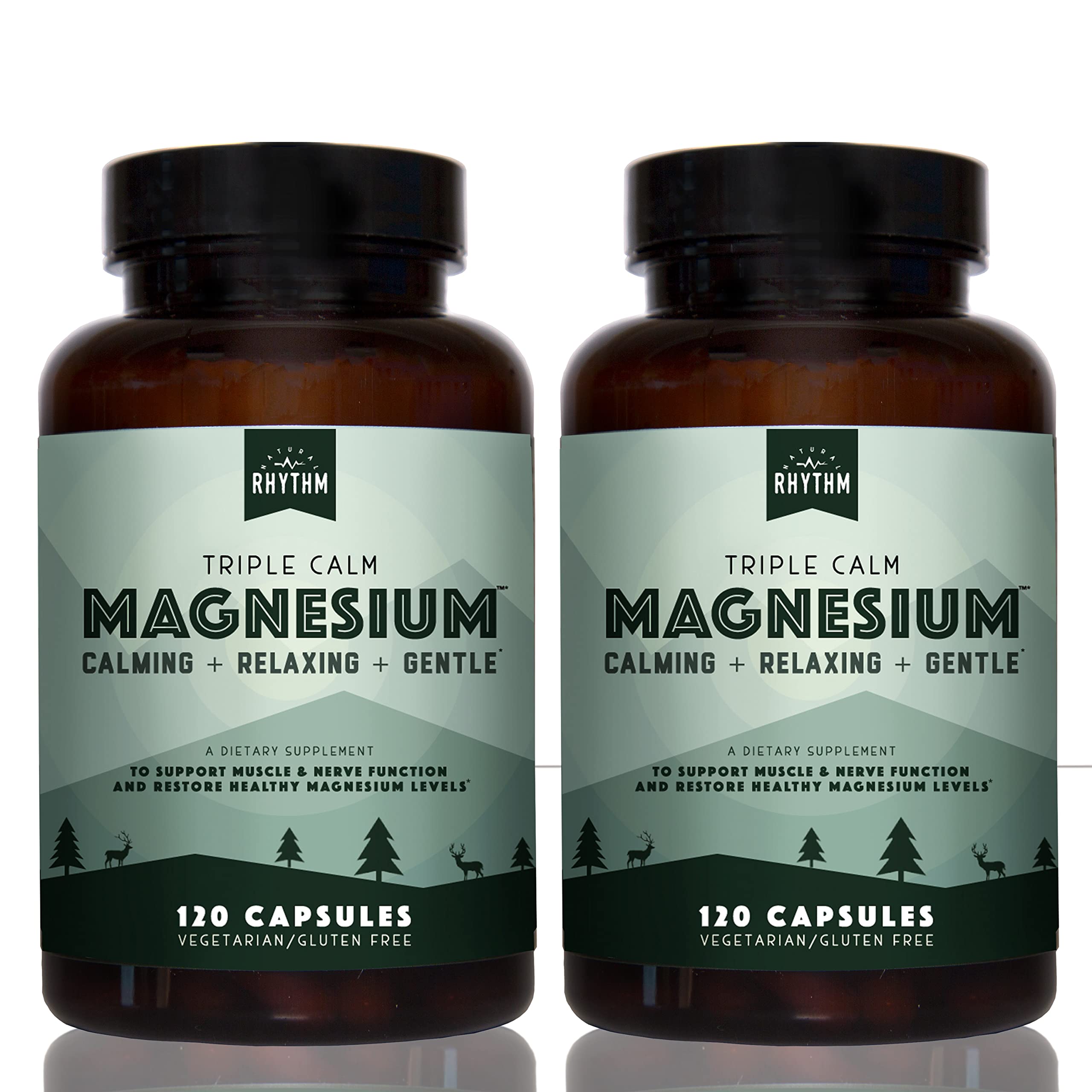 Natural Rhythm Triple Calm Magnesium bottle front view promotes calm evenings and gentle rest
