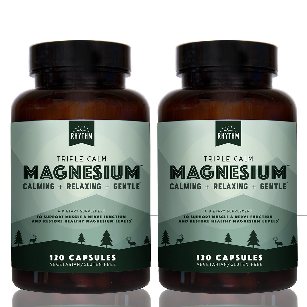Natural Rhythm Triple Calm Magnesium bottle front view promotes calm evenings and gentle rest