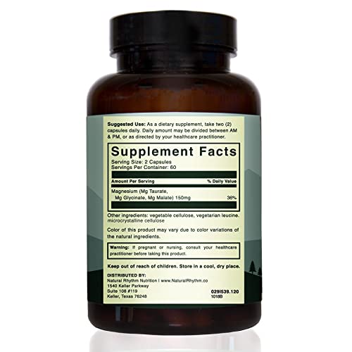 Natural Rhythm Magnesium capsules side view convenient daily support for muscle and nerve function