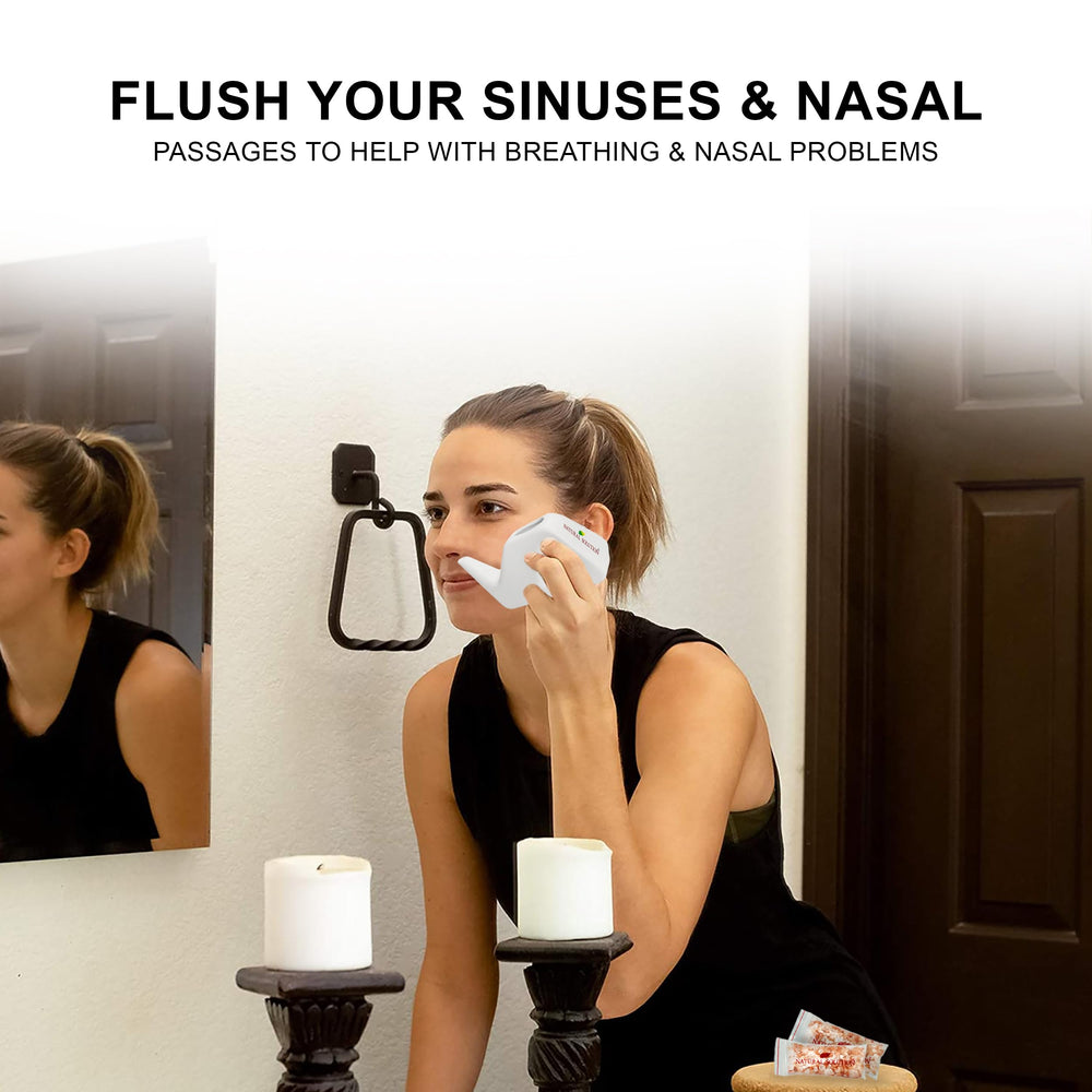 Natural Solution neti pot travel case suggests portability for on-the-go relief.