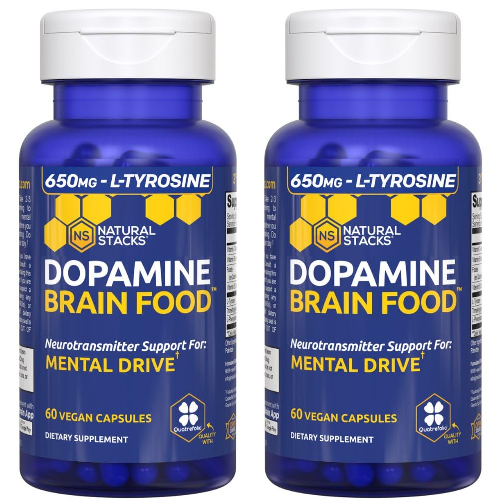 NATURAL STACKS Dopamine Brain Food bottle front supports focus and mental energy.