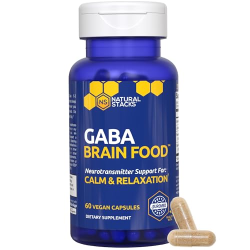 Natural Stacks GABA Brain Food capsules closeup for nightly relaxation
