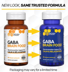 Natural Stacks GABA Brain Food label back lists key ingredients