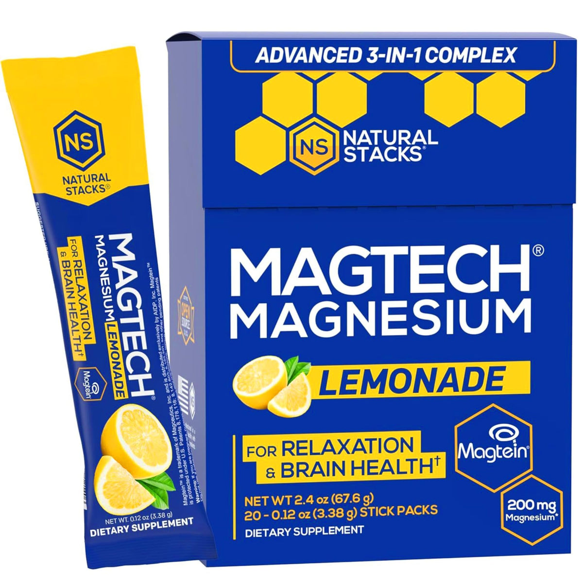 Natural Stacks MagTech magnesium drink mix in tub for daily relaxation and cognitive support