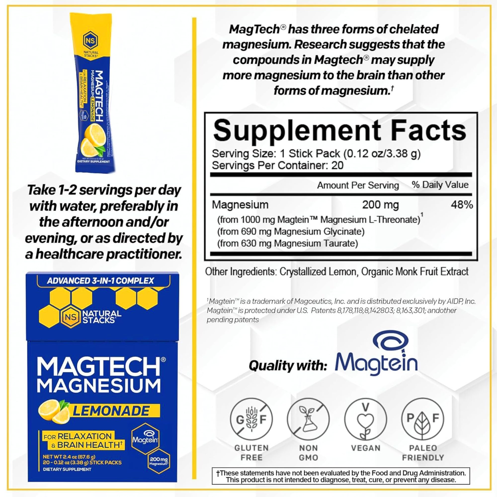 Natural Stacks MagTech magnesium glycinate capsules for gentle daily balance