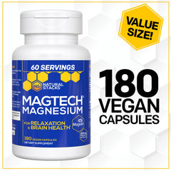 Natural Stacks MagTech magnesium taurate capsule close-up.