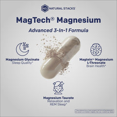 Natural Stacks MagTech night-use scene suggests potential support for sleep and relaxation.