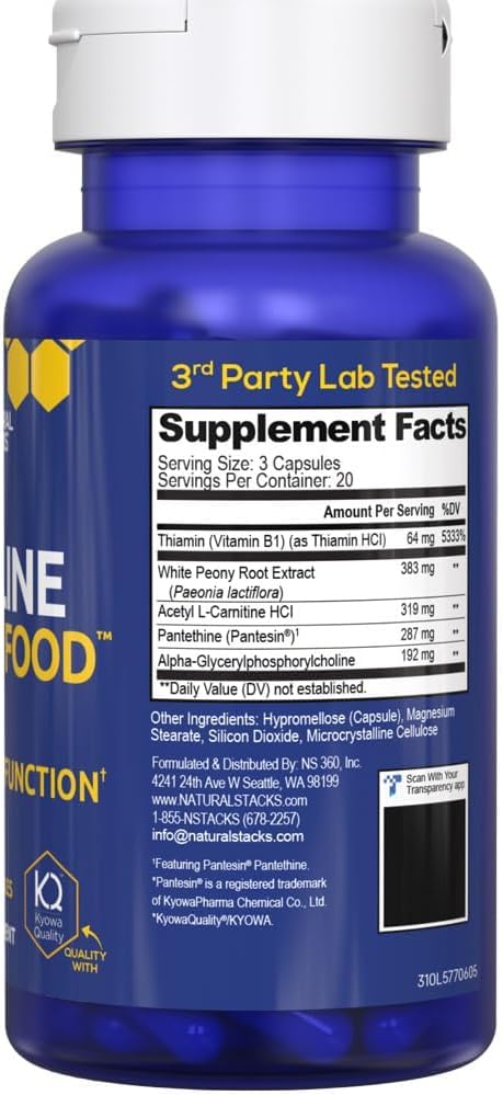 Natural Stacks science-backed formula diagram illustrating acetylcholine support