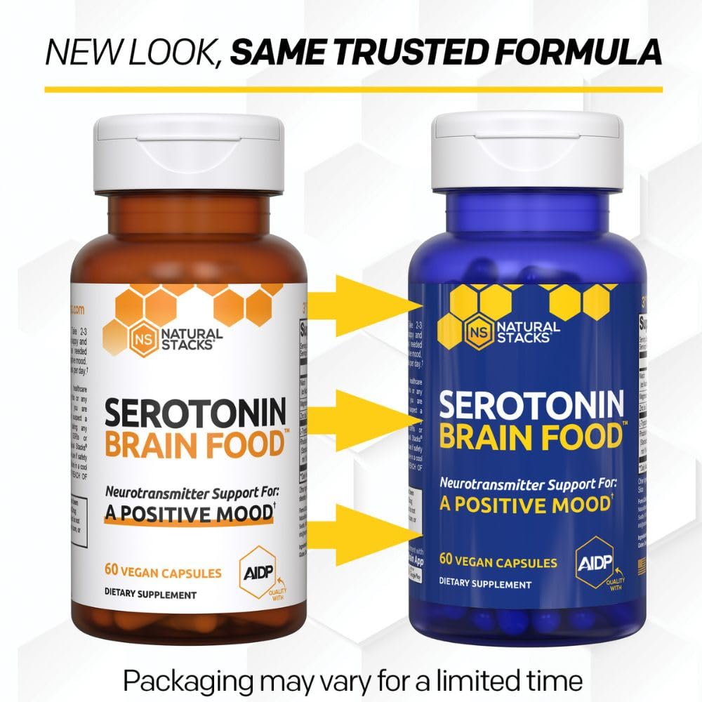 NATURAL STACKS Serotonin Brain Food ingredients—L-Tryptophan and Rhodiola Rosea