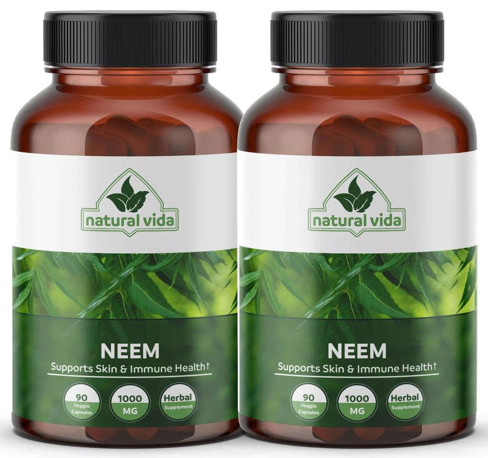 Natural Vida Neem 1000mg bottle for daily wellness and skin support.