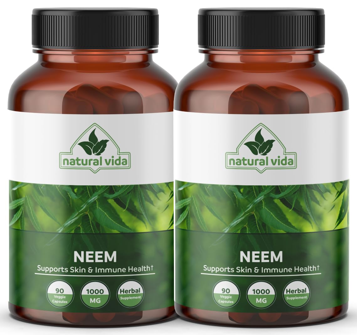 Natural Vida Neem 1000mg bottle for daily wellness and skin support.