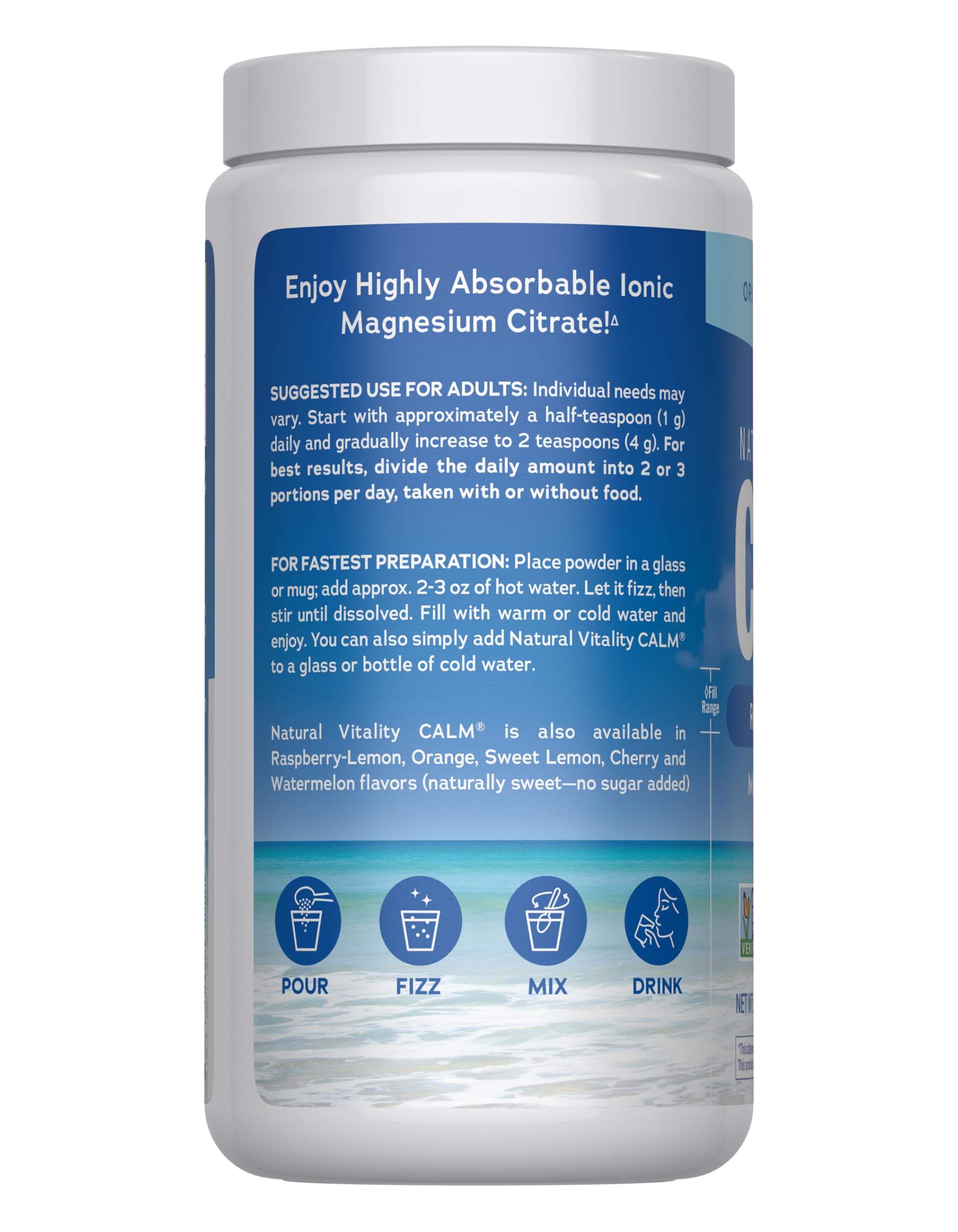 Natural Vitality CALM glass with fizz ready to sip for everyday calm.