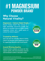 Non-GMO verified CALM packaging on Natural Vitality bottle.