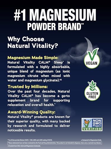 Close up of the CALM Sleep label highlighting vegan and non GMO formula